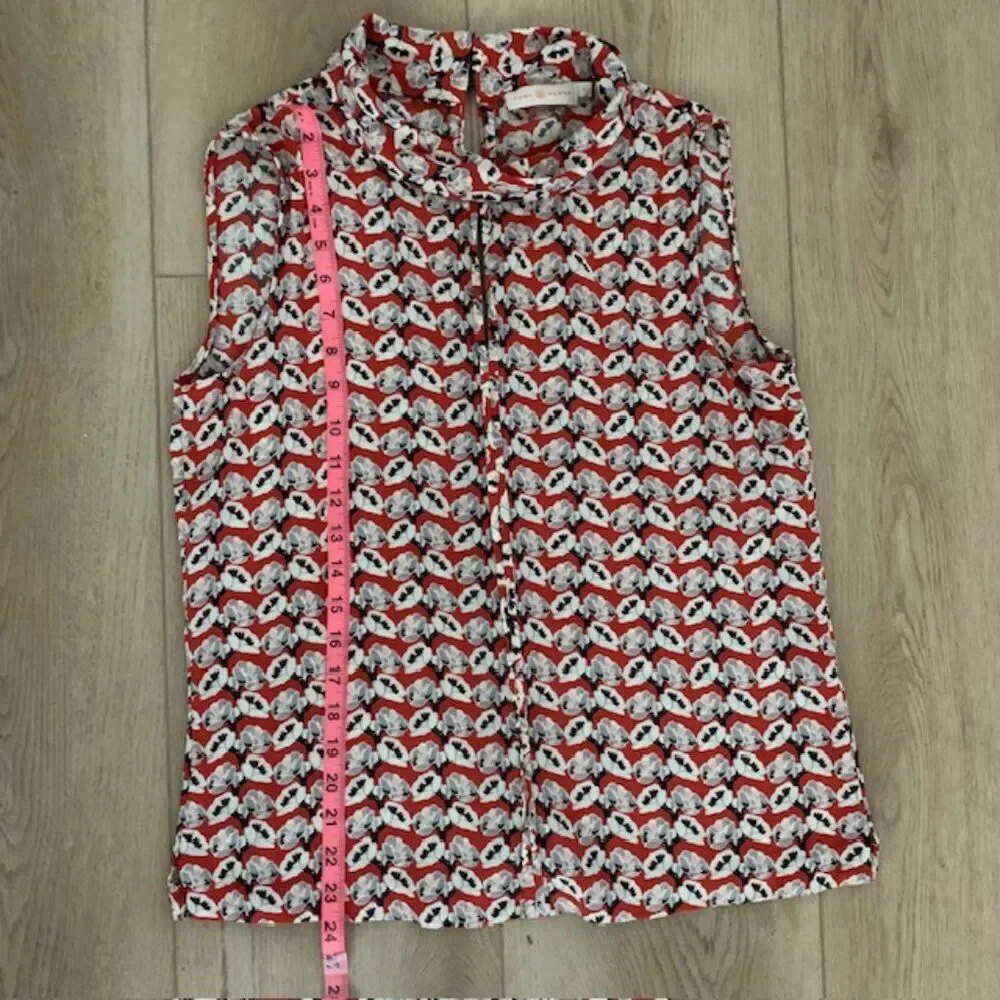 Tory Burch 100% Silk Blouse – Size 6 – Red, White & Black‎ Print